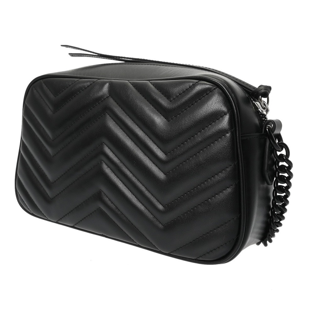 Gucci Camera Black GG Bag Leather Shoulder Marmont